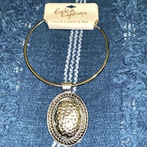 NWT ❤️ Erica Lyons bold silver colored, metal neckwear, chain adjustable clasp
